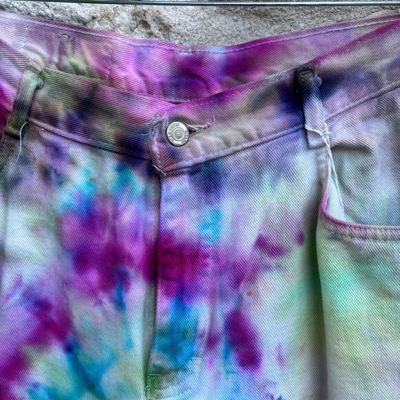 Vintage Gitano 80s high rise tapered mom jeans upcycled ice dyed size 14 - Picture 4 of 8